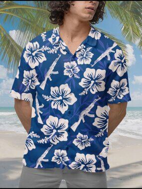 AK47 Hawaiian Shirt AK-47 Shirt Gun Short-sleeve Button Down Shirt Gift For Gun